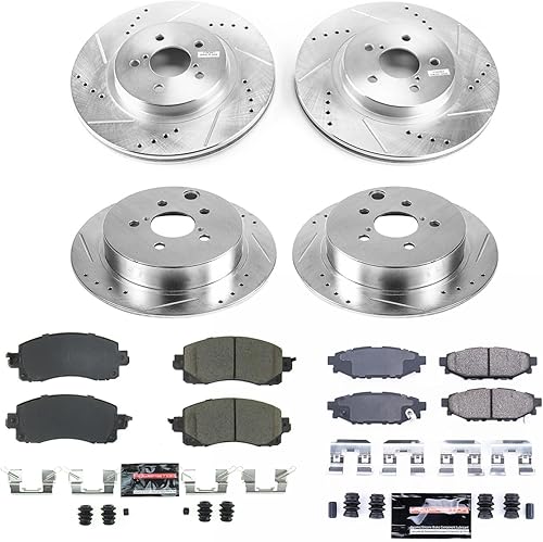 Miniatura 2 de Power Stop Kit de frenos para Subaru Impreza Crosstrek delanteras y traseras Z23 2018 2020 2021 2022 Pastillas de freno de fibra de carbono