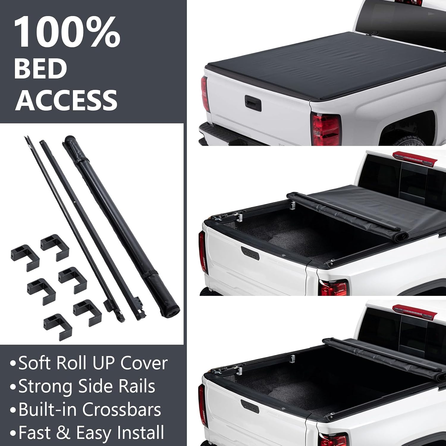Truck Bed Cover for Ram 1500, MERXENG Soft Roll Up Truck Bed Tonneau Cover for Dodge Ram 1500 5.6ft 2019-2024