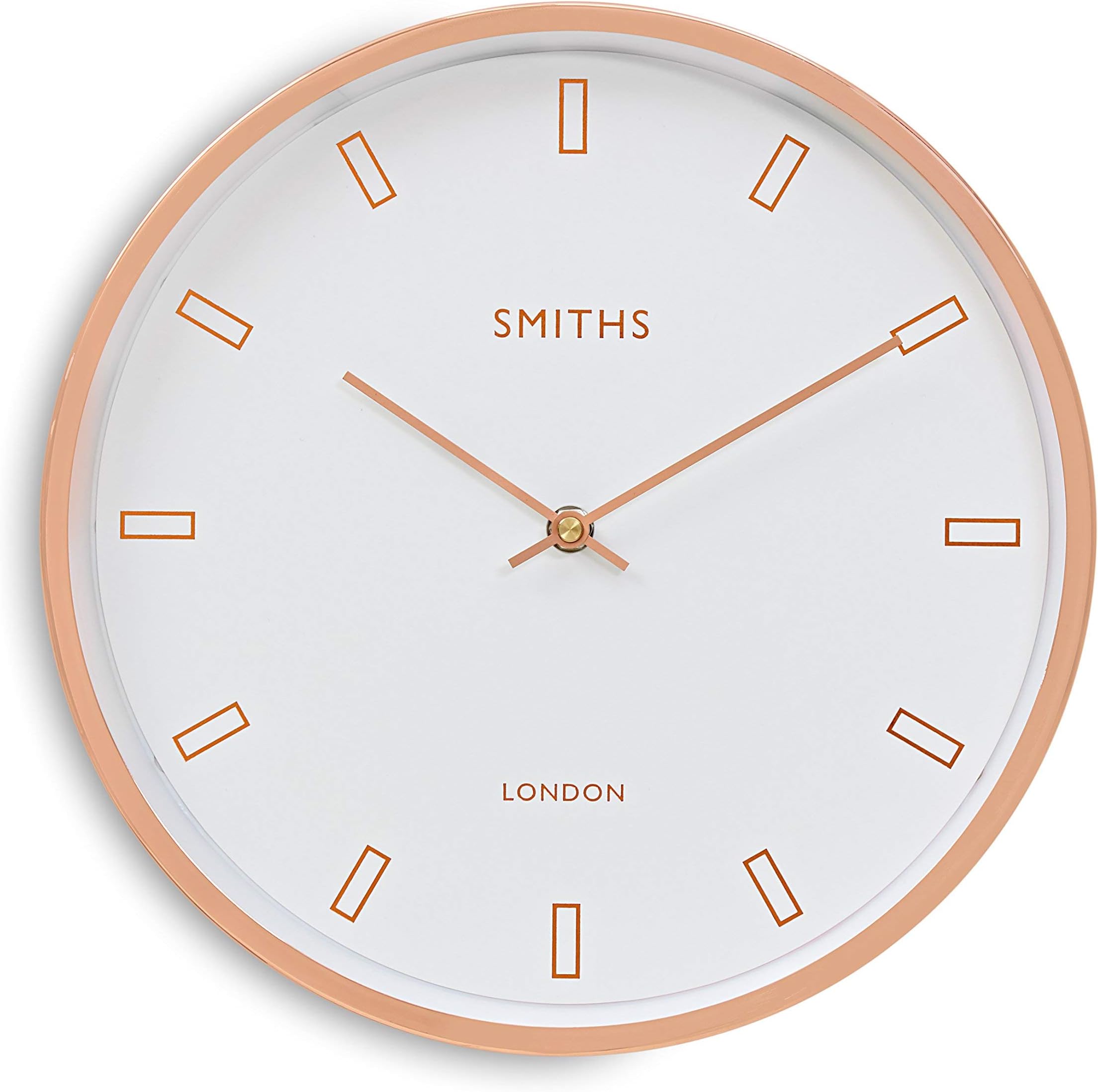 Modern CASE, Smiths DIAL Wall CLOCK-30CM, Aluminum, Rose Gold/White, 30 x 30 x 4.5 cm