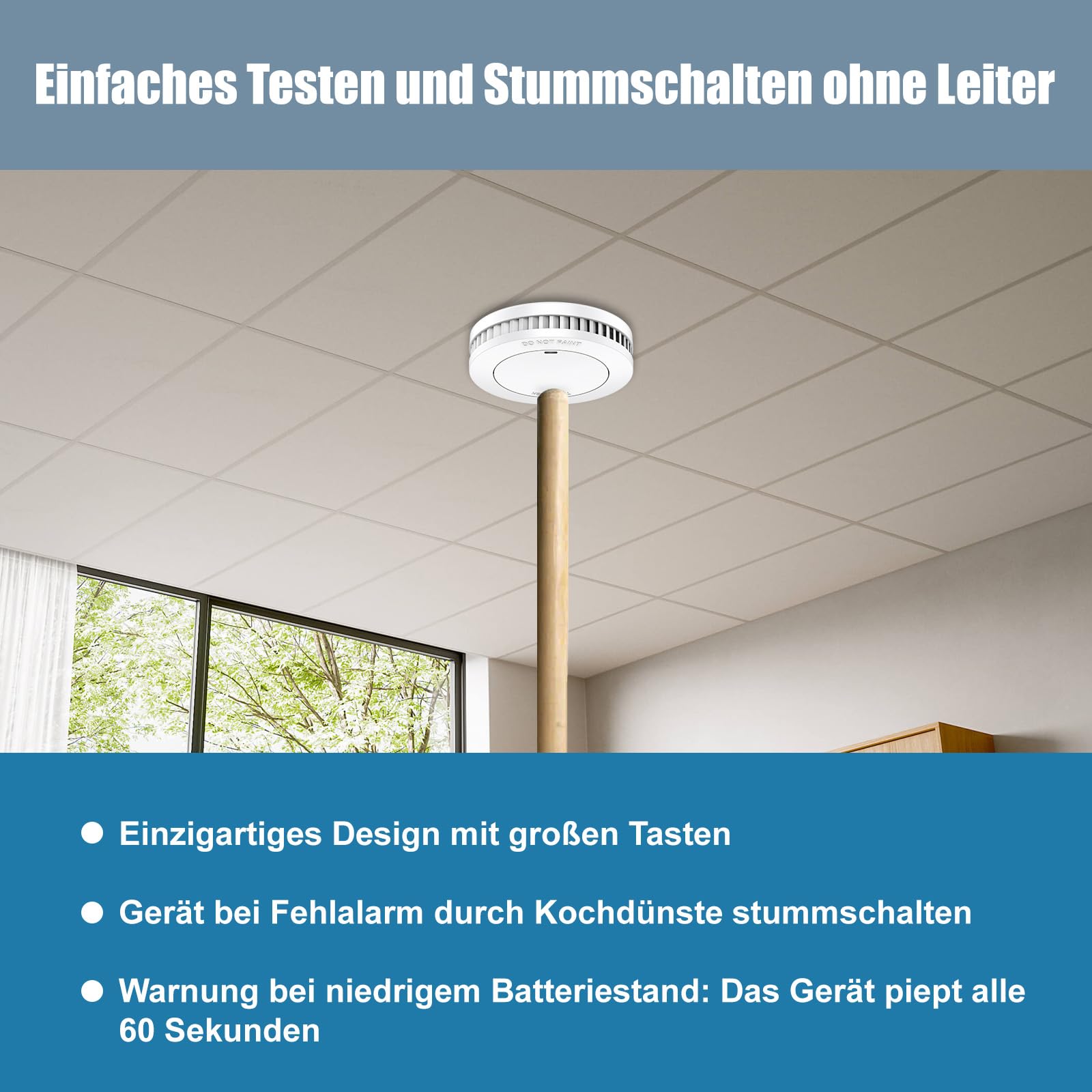 Tüvrheinland Rauchmelder 10 Jahre Batterie Magnethalter Ohne Bohren Feuermelder 4 Stücke EN14604