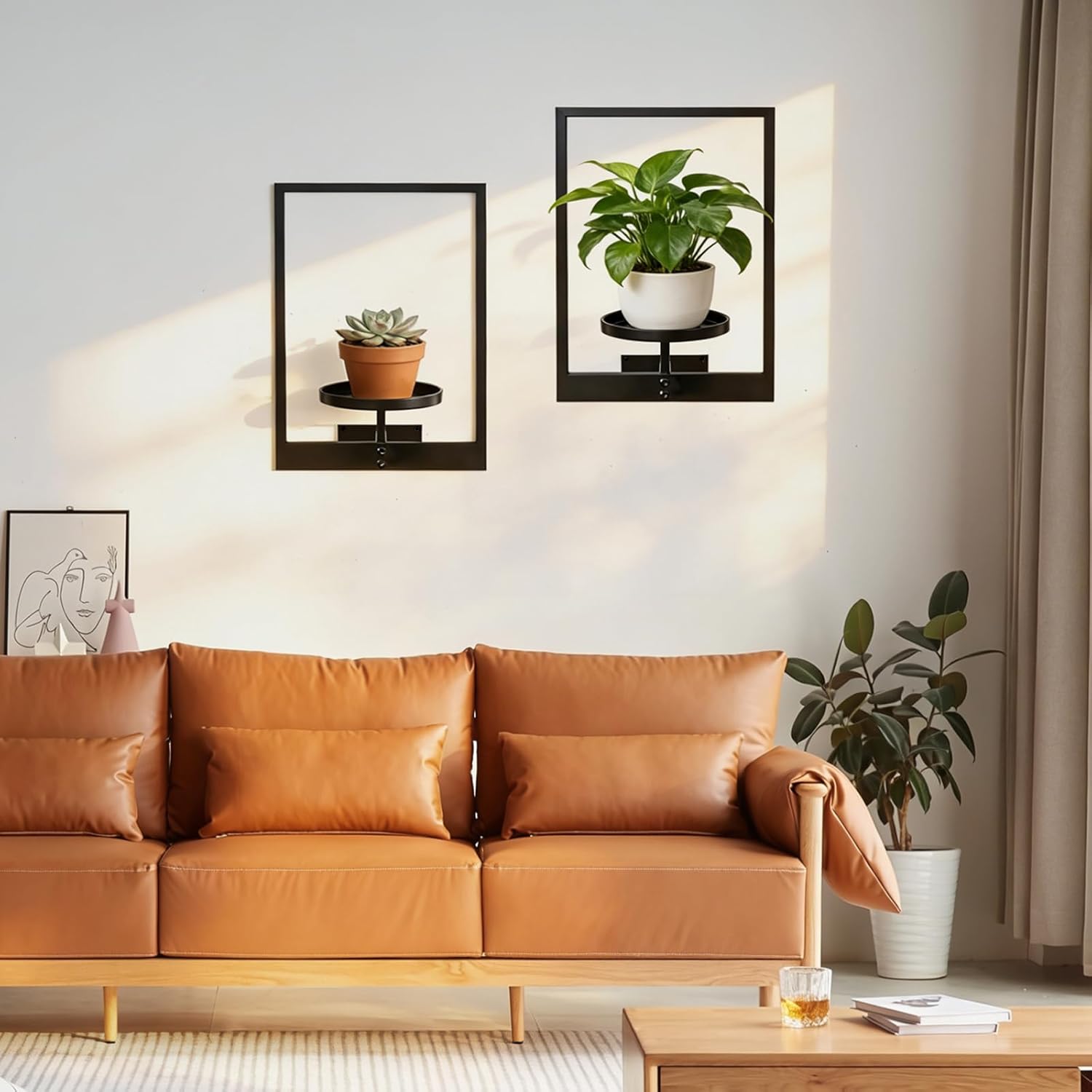 3-piece set of metal plant potted flower racks, heavy-duty flower pot plant racks of different sizes, iron flower racks, suitable for indoor and outdoor home decoration (Wall Planters - Black - 3pcs) (3, Black)