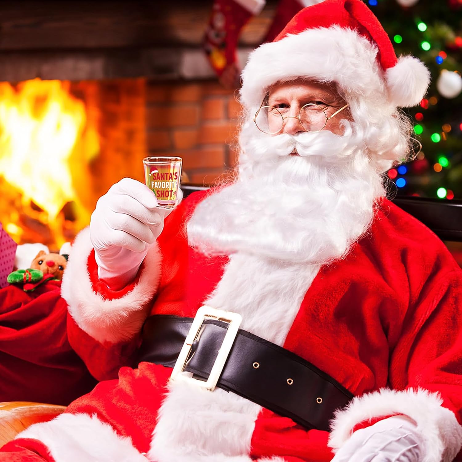 Christmas Shot Glass – “Santa’s Favorite Shot” Novelty Holiday Shot Glass – Funny Santa ShotGlass – Mini Liquor Glass 1.75oz – Perfect Stocking Stuffer or Secret Santa Present - Image 5