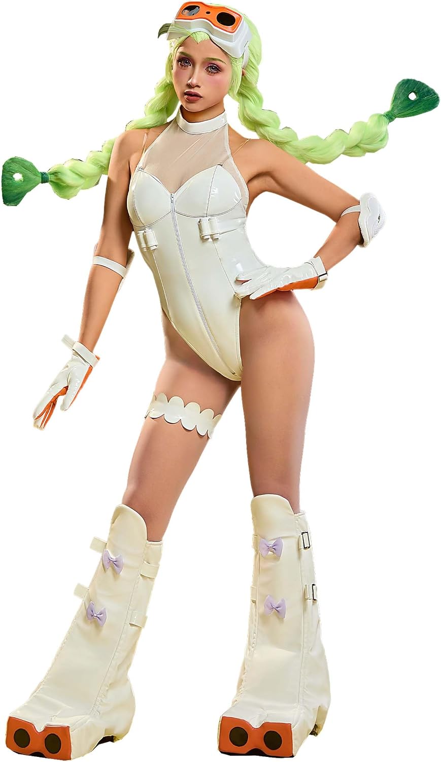 miccostumes Women's Costume Anime Cosplay Bodysuit and Vest with Leg Warmer