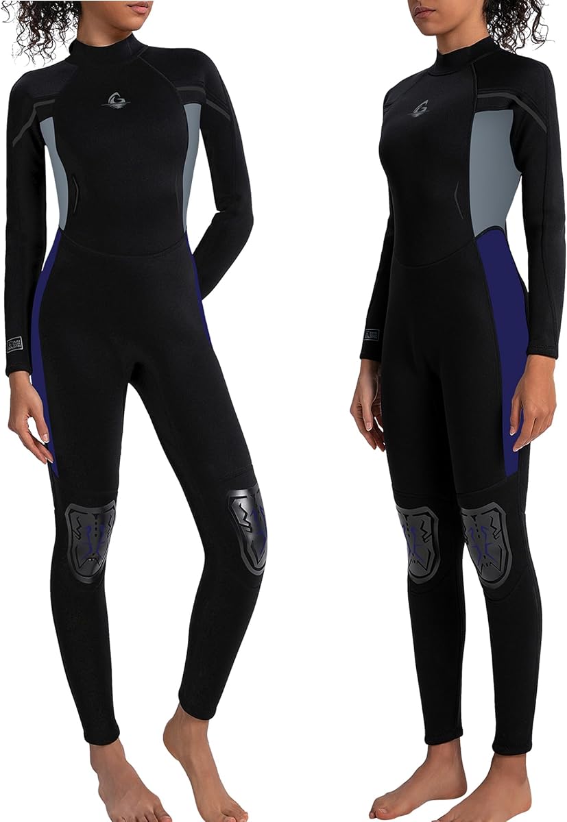 GoldFin Wetsuit for Women, 3mm Fullsuit Long Sleeve Neoprene Back Zip Wet Suits Keep Warm in Cold Water