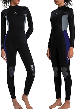 GoldFin Wetsuit for Women 3mm Neoprene | Long Sleeve Wetsuits Fullbody Back Zip Wet Suits Keep Warm in Cold Water