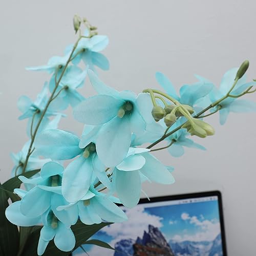 Miniatura 6 de Paquete de 10 orquídeas artificiales, orquídea bailarina, mariposa falsa para boda, hogar, oficina, fiesta, hotel, restaurante, patio o decoración