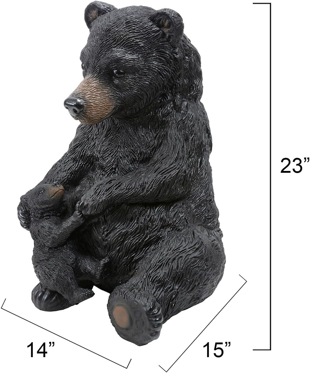 BLACK FOREST DECOR Mother & Cub Bear Sculpture - Rustic Polyresin Figurine for Tabletop Decor
