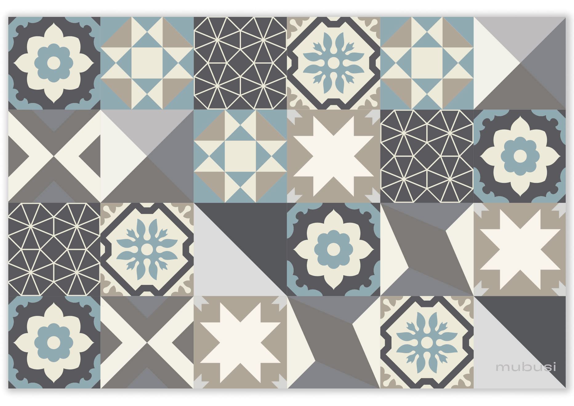 mubusi Alfombra Vinílica Cocina Salón - Varios Tamaños - (Hidráulica Oporto Azul 40x60 cm)