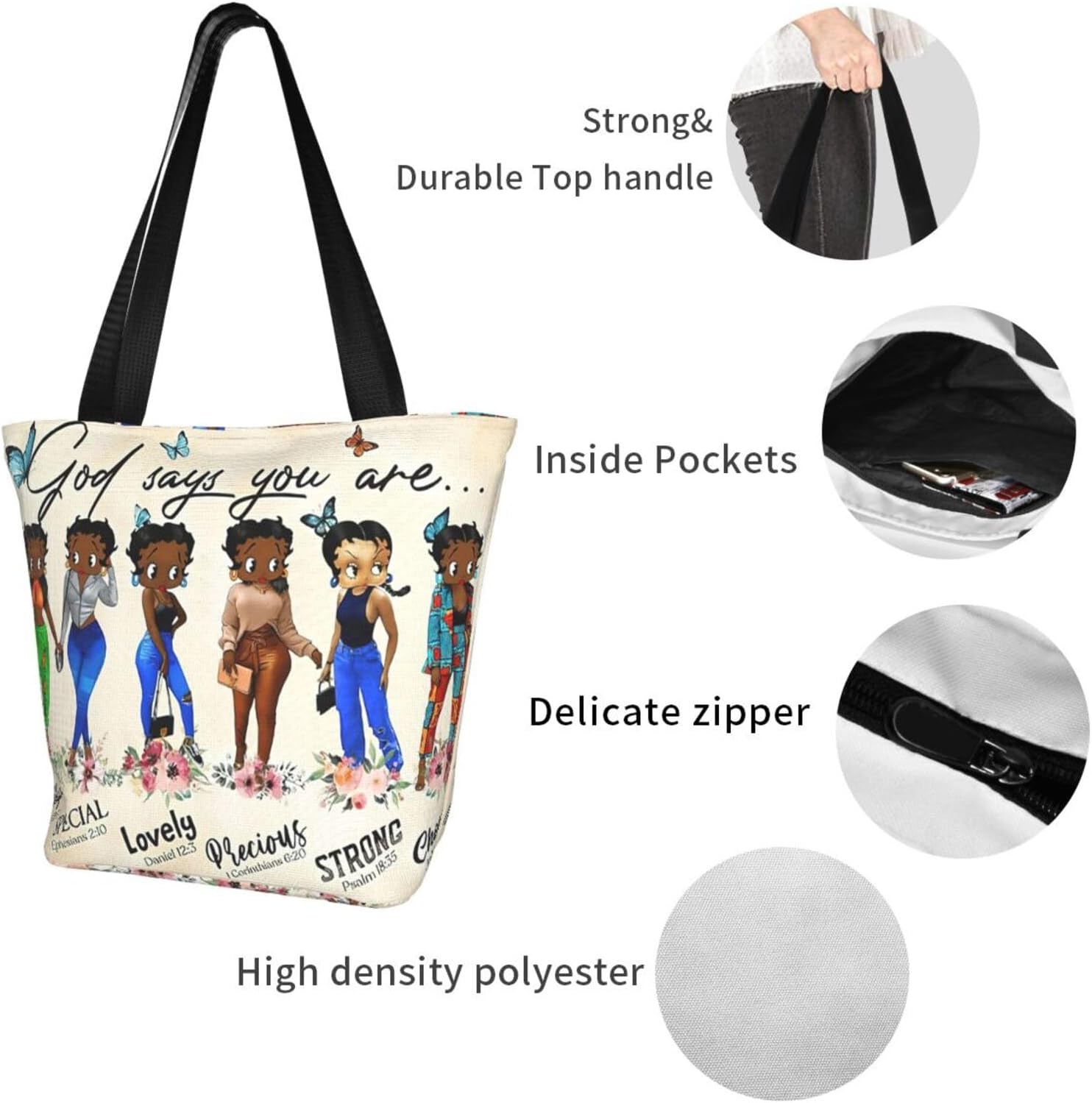 Tote Bag For Women African American Tote Bag Shoulder Handbag Black Queen Women Casual Shoulder Bag,Premium Quality - Image 7