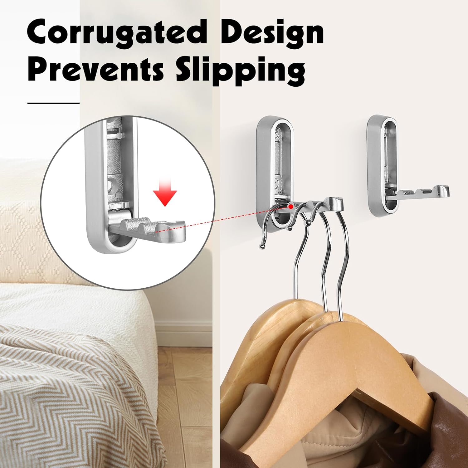 Folding Coat Hooks, 4 Pcs Foldable Silver Wall Hooks Heavy Duty Foldable Hook Bathroom Towel Hooks Robe Hooks Wall Mounted for Hanging Coat Towels Clothes Hat Bags Keys - Image 2