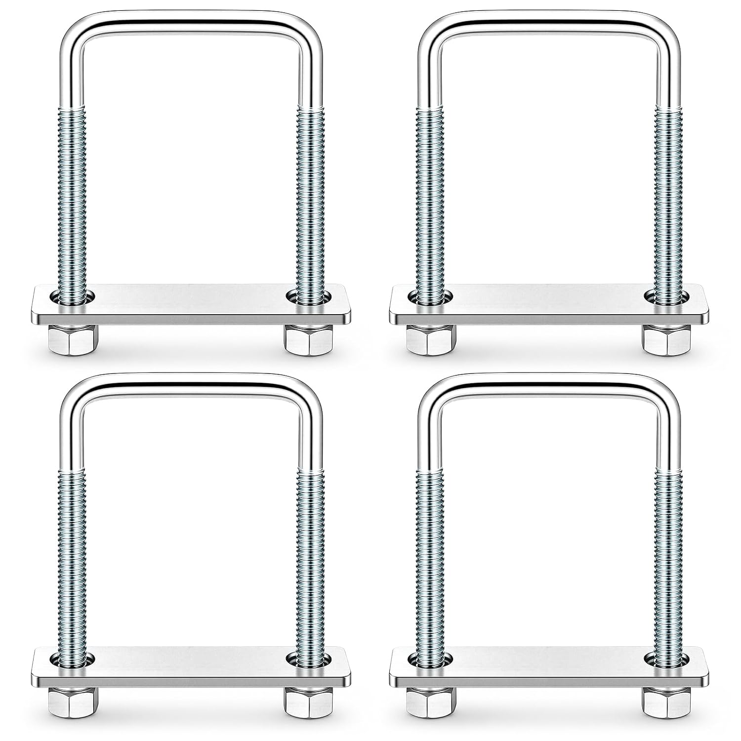 4 Pcs Square U-Bolt for Trailer Leaf Spring Clamp Set Fits 2-1/8" Wide Leaf Springs Locks Springs Together for Stability and Better Control of Axle Torque for Truck Boat Trailers