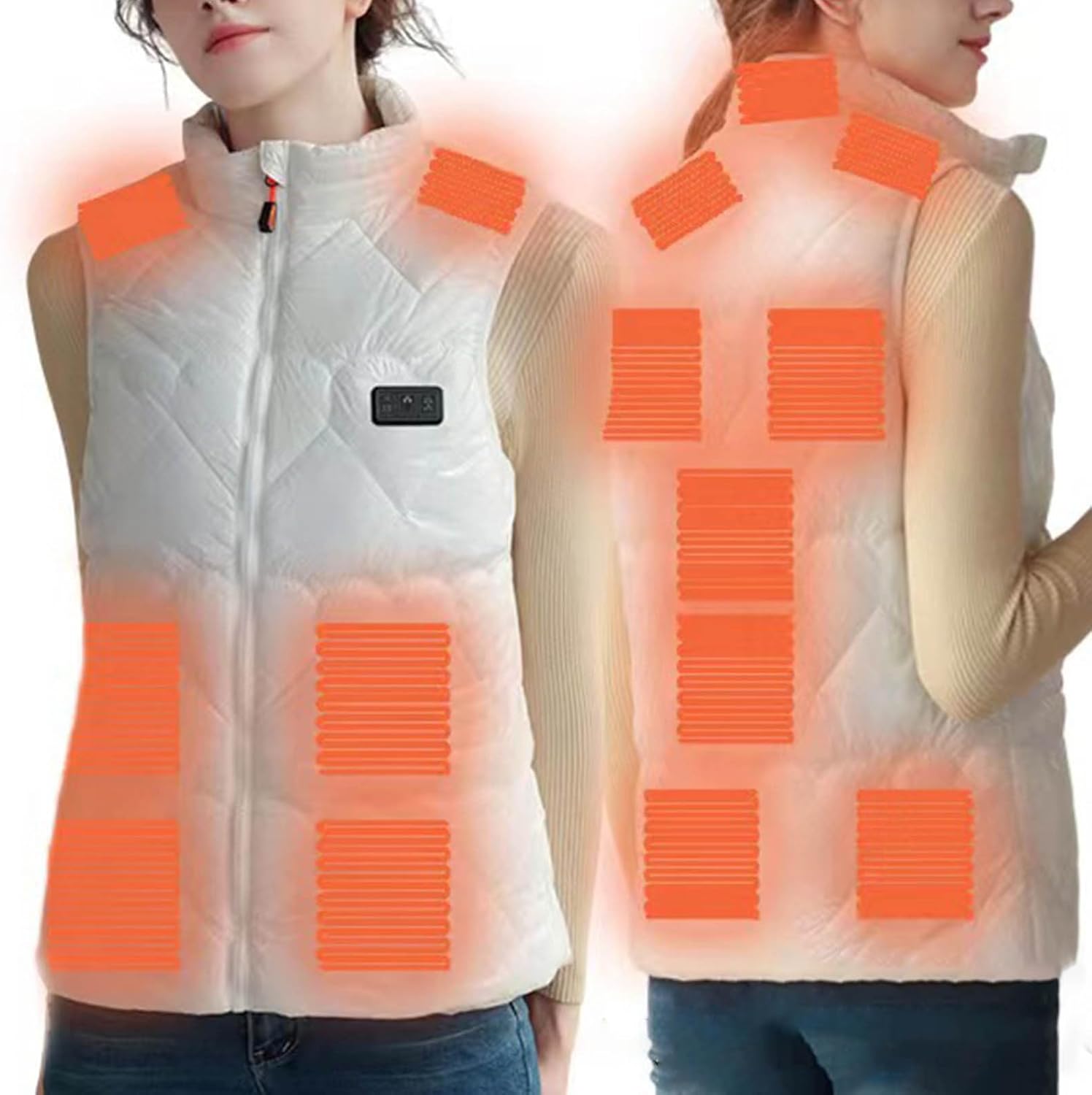 Women's Electric Heated Vest USB Charging Heating Gilet with 3 Adjustable Temperature Ladies Heated Down Waistcoat