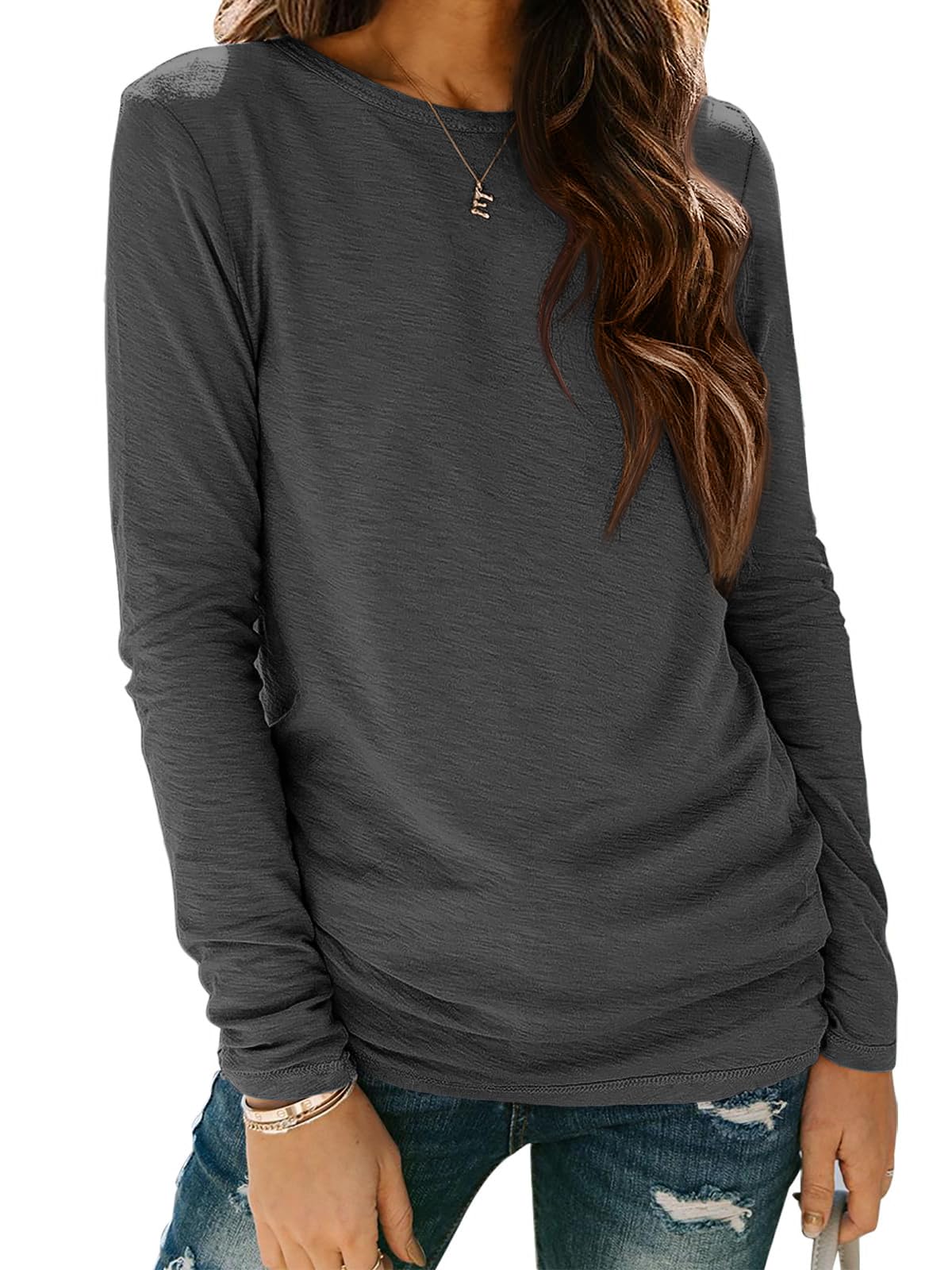 ATHMILEWomens Long Sleeve T Shirts Crewneck Tee