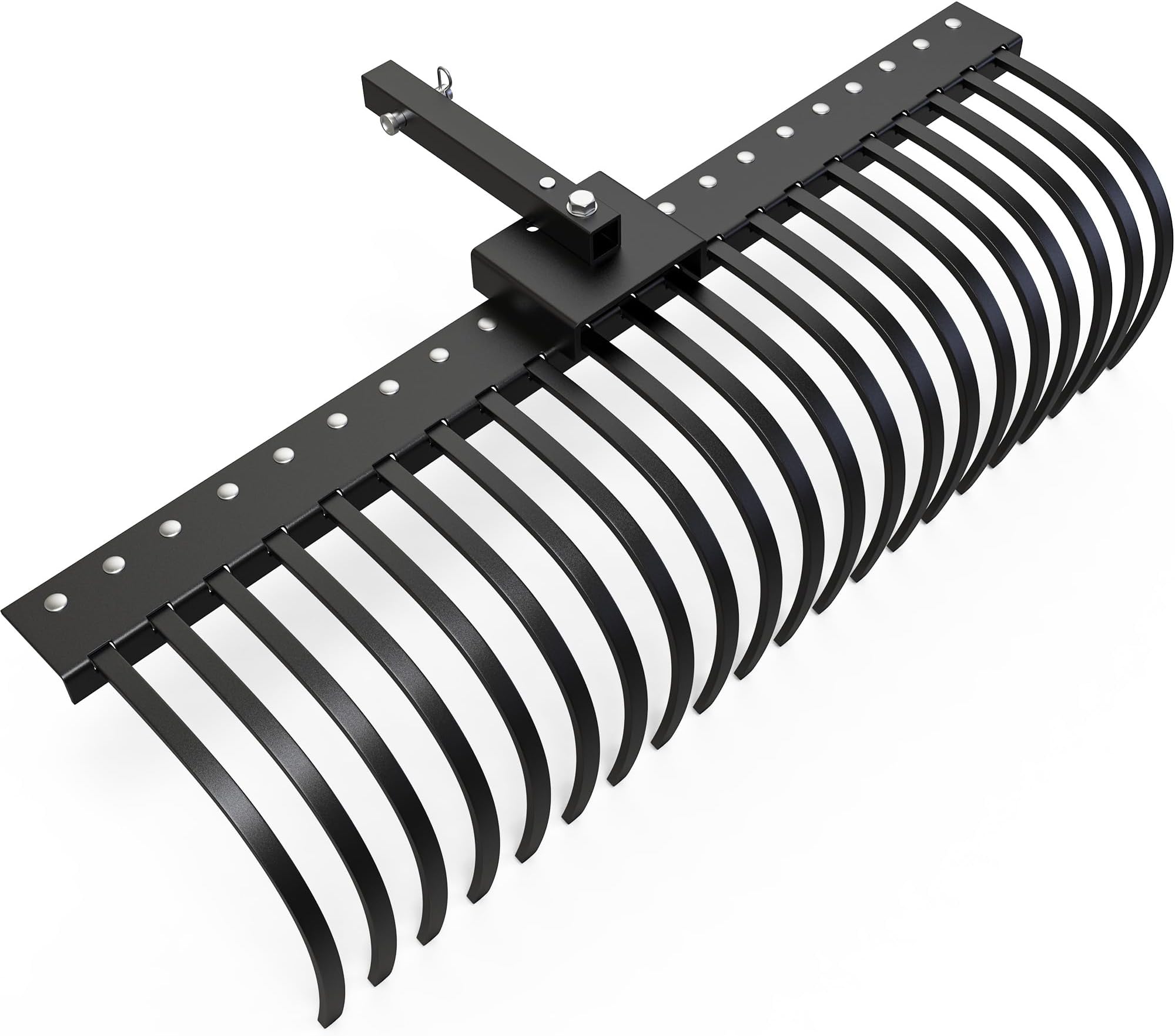 YITAMOTOR 60" Tow Behind Landscape Rake, 2" Receiver Lown Dethatcher Rack with 21 Steel Tines for ATV/UTV & 3-Point Hitch Systems Tractor, Features to 48" or 60" Toolbars for Leaves, Debris, Grass