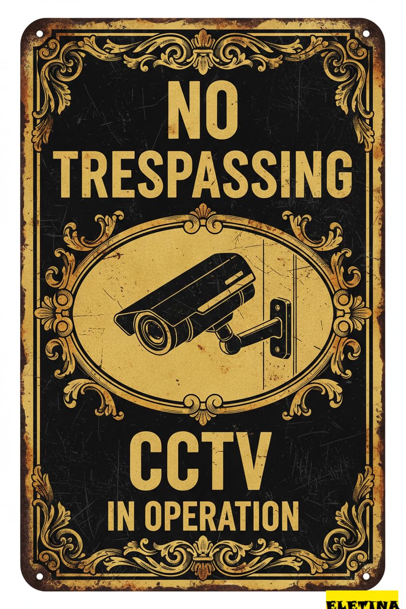 No Trespassing CCTV In Operation Aluminum Vintage Street Caution Metal Tin Sign Outdoor Driveway Yard Road 8x12in