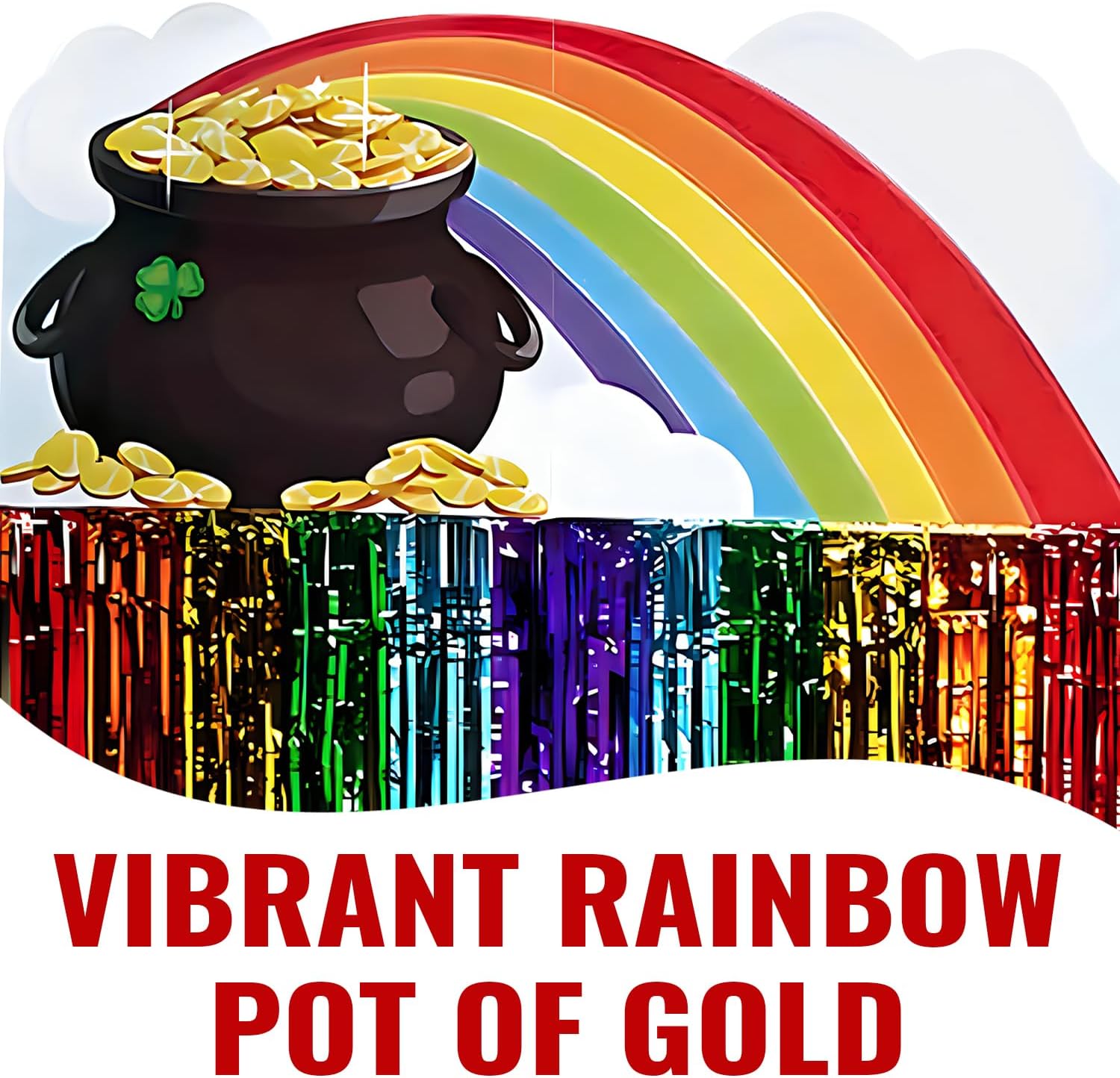 Fun Express 35 3/4" x 9 Ft. 2" St. Patrick's Day Pot of Gold Rainbow Metallic Fringe Door Curtain