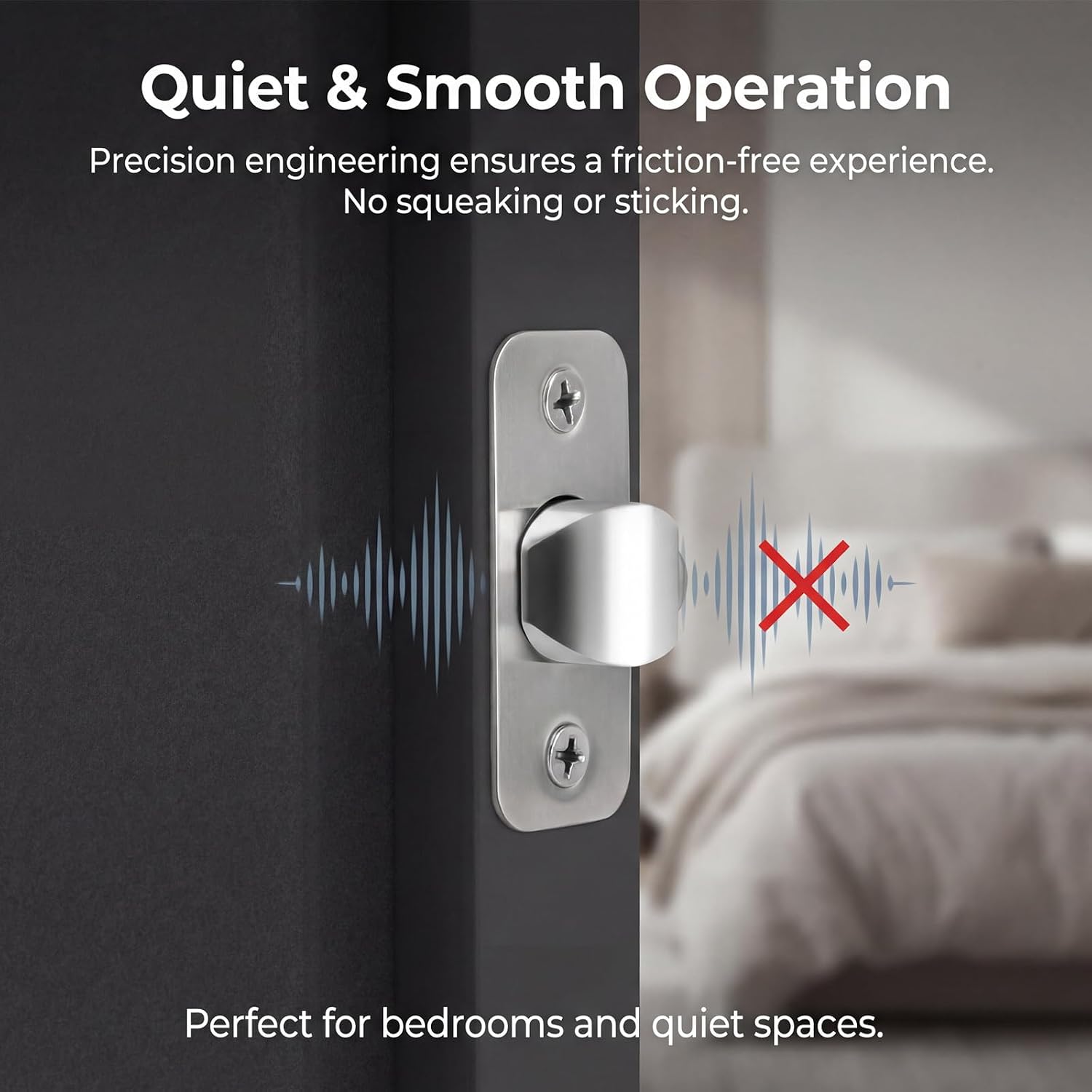 Adjustable Deadlatch 2-3/8''(60mm) or 2-3/4''(70mm), Adjustable Door Latch Entry Door Lock 45° Turning Angle Replacement Part Latch and Strike with Dust Box, Universal Smart Doors Lock Deadlatch