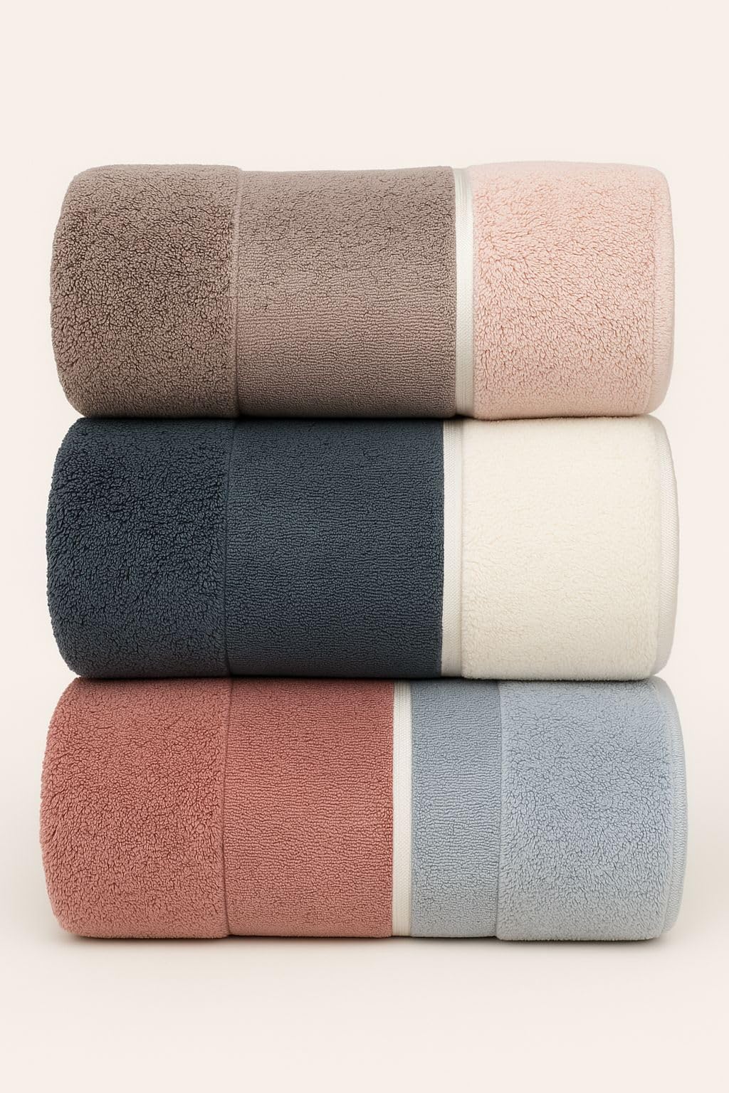 DIVYAM Microfiber Hand Towel Set of 3 Reversible Soft and Absorbent Towels for Bathroom Kitchen Gym 400 GSM with Hanging Loop Quick Dry 58 x 38 cm Grey Pink White-image-43