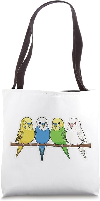 Cute Budgies on a Branch Budgerigar Parakeet for Bird Lovers Tote Bag