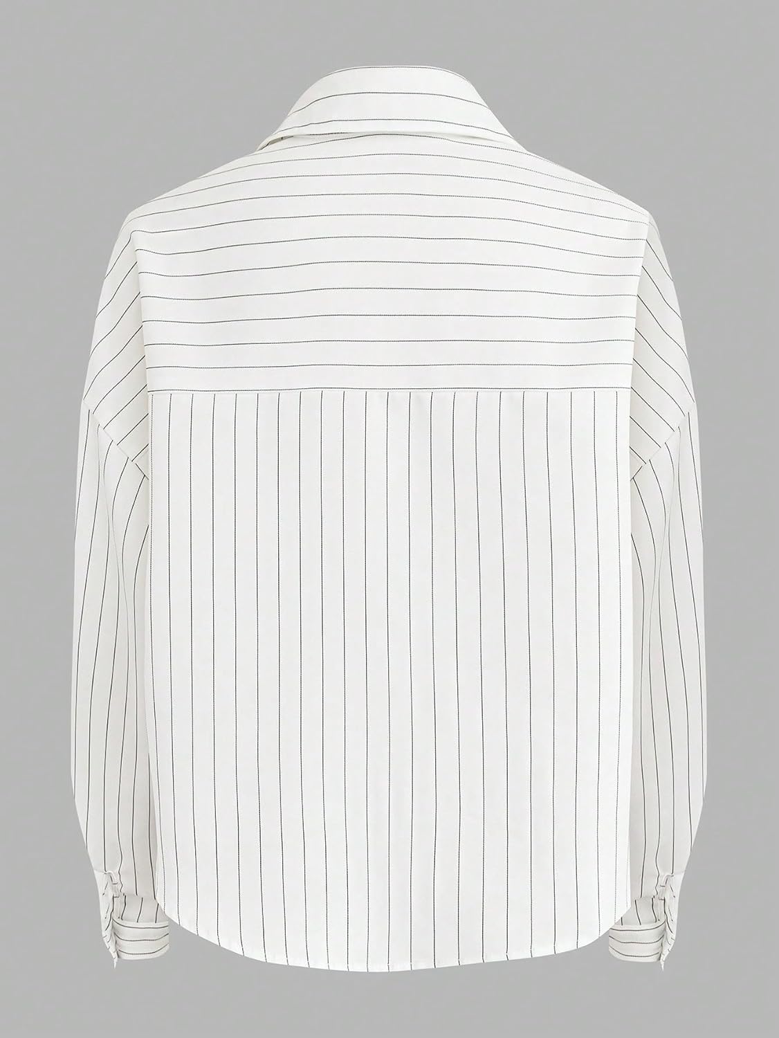 WDIRARA Women's Long Sleeve Crop Blouse Collared Button Down Shirts with Chest Pocket - Image 2