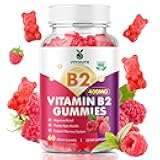 Vitamin B2 Gummies for Kids & Adults, VIT B2 Riboflavin 400mg Supplement with Magnesium for Migraine Relief & Nervous System Support, Non-GMO, Vegan, Raspberry Flavor 60 Count