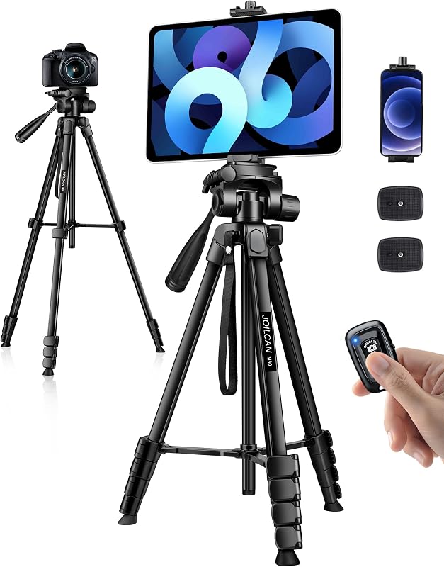 Phone Tripod Stand, 68" Tripod for iPad iPhone Tablet with Remote | Travel Aluminum Tripod with Tablet Holder Carry Bag for Video Recording Photos Vlog Compatible with iPad Pro iPhone Camera