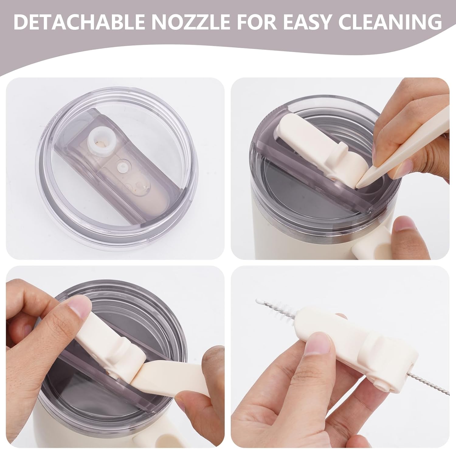 Replacement Leak Proof Tumbler FLIP Lid With Straw - Fit For Stanley ProTour Quencher and Quencher H2.0 20oz,30oz Tumbler (Cream-Suger, 20oz and 30oz) - Image 6