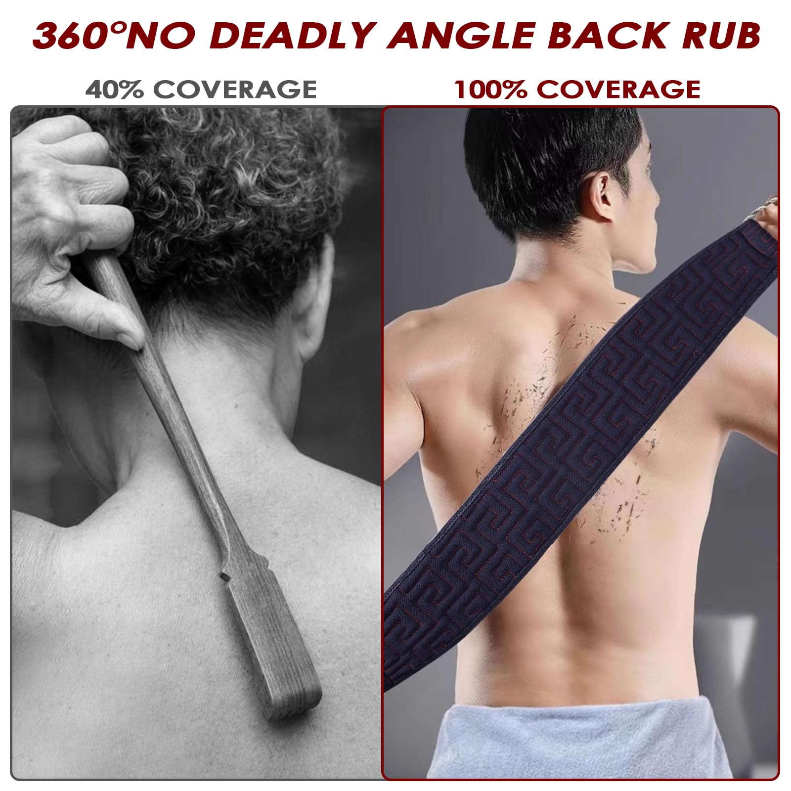 MeoZynxadril Sangle Lave Dos, Double Tranchant Brosse Douche, Sangle Lave Dos Exfoliant, Brosse Dorsale Murale, Serviette Exfoliante, Pour Le Lavage