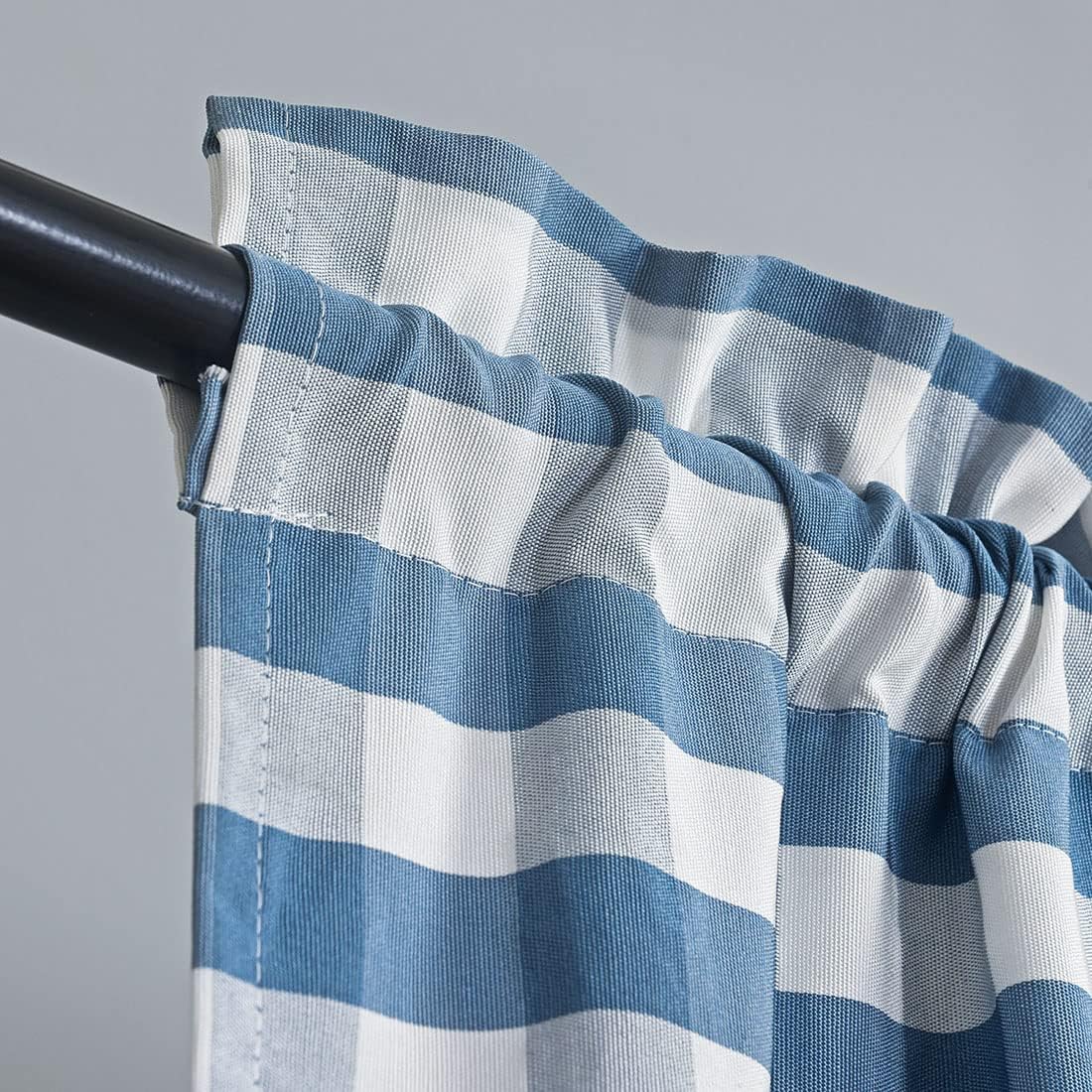 vctops Blue and White Buffalo Check Door Window Curtain with Tieback Rod Pocket Farmhouse Sidelight Curtains for Glass Door Patio Front Door, 1 Panel (Blue White,54"x72")
