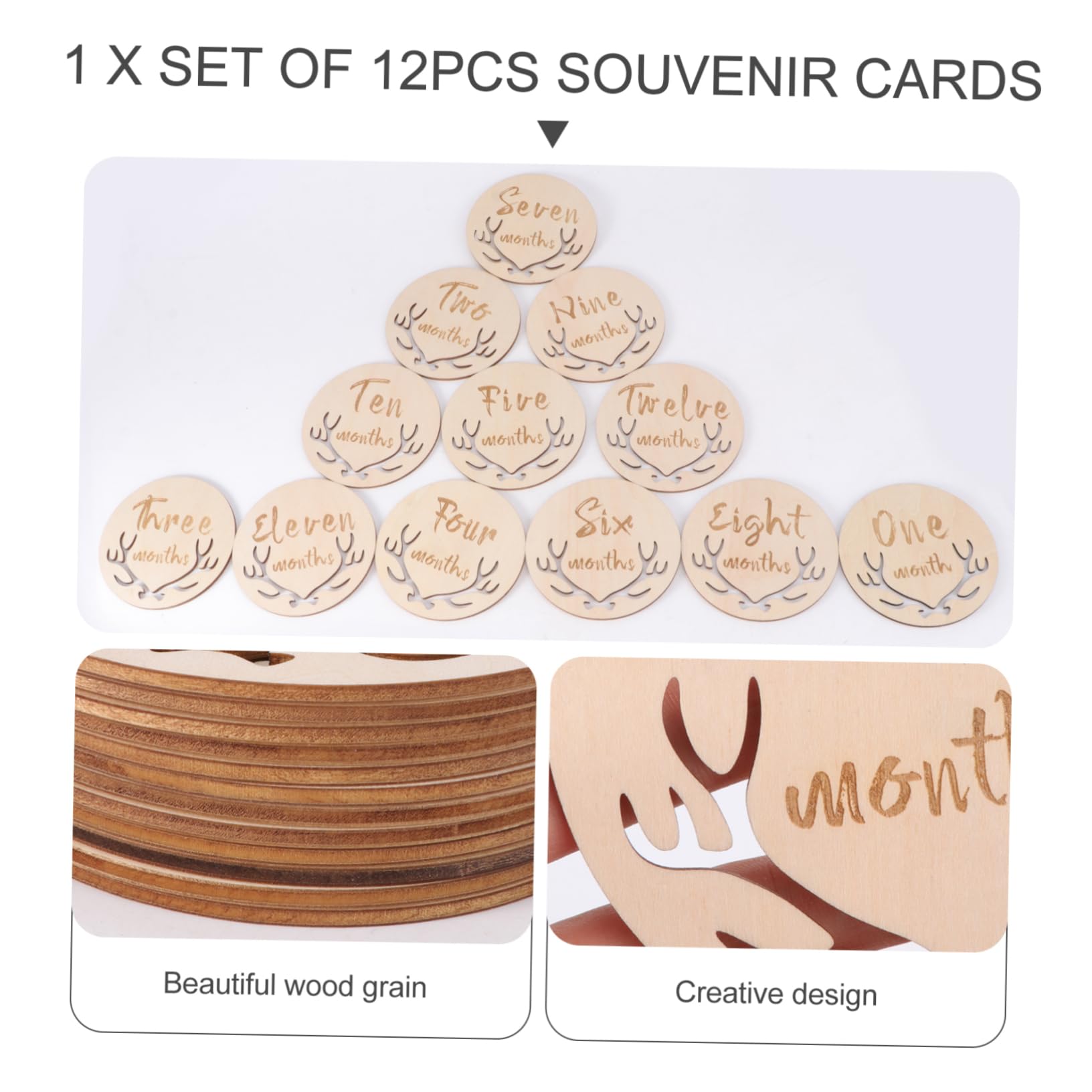 Abaodam Piezas de Accesorios para Fotos de Bebés Placa de Madera para El Nacimiento del Bebé Tarjetas de Crecimiento Mensual