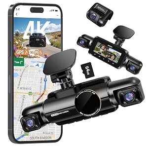 Neideso 4 Channel Dash Cam Front and Rear 3K 3 1080P Dash Camera for Cars Free 64GB Card