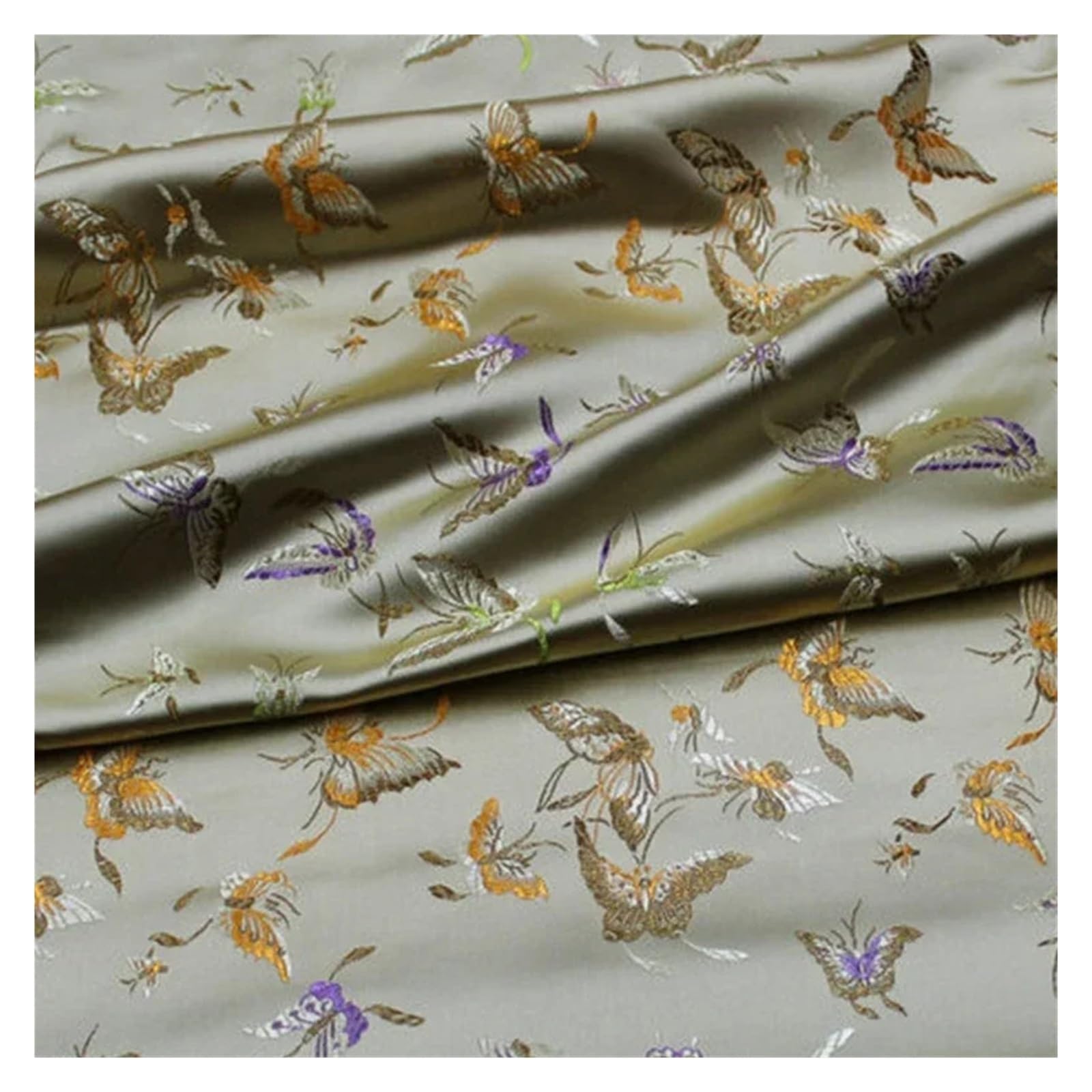 Tela De Satén Telas de costura brocado tela mariposa damasco jacquard | For costura Material satinado vestido DIY Cheongsam 50x75cm(Color 2)