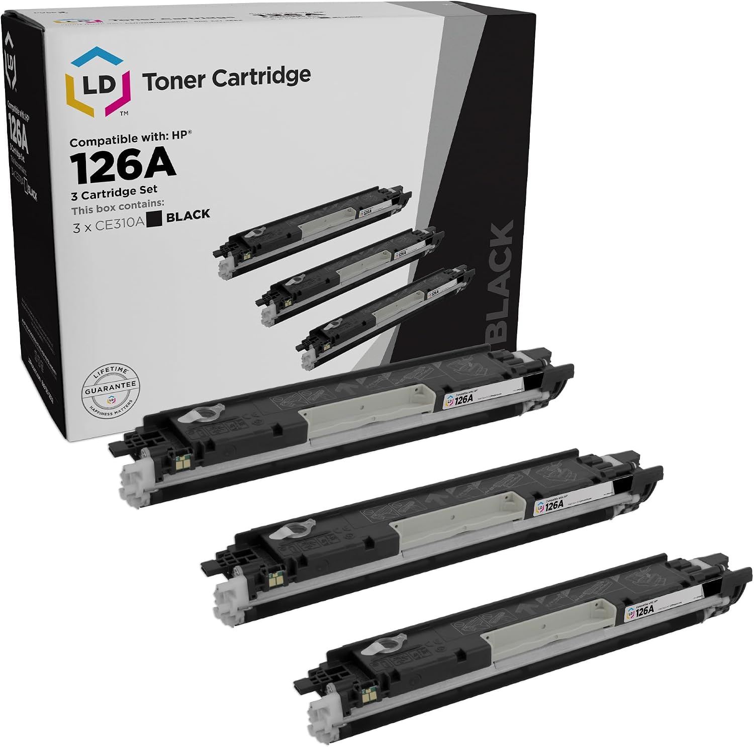 LD Products Products Remanufactured Toner Cartridge Replacement for HP 126A CE310A (Black, 3-Pack) Compatible with for LaserJet Color LaserJet LaserJet Pro 100 MFP M175a 100 MFP M175nw CP1025nw M289