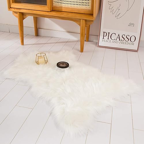 Miniatura 12 de HYSEAS Alfombra de piel de oveja sintética color negro, 2 x 3 pies, paquete de 2, mullida y esponjosa para suelo interior, sofá, silla, dormitorio