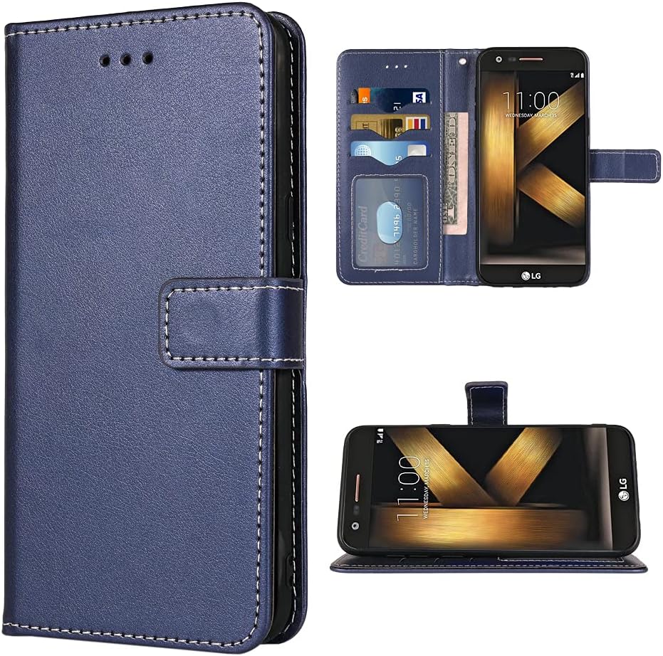 FDCWTSH Compatible with LG K20/K20 Plus/K20 V/Harmony/V5/K10 2017/Grace LTE Wallet Case Wrist Strap Lanyard Flip Cover Card Holder Phone Cases for LGK20Case LGK20Plus LGK20V K20V K 20 20K K20+ Blue