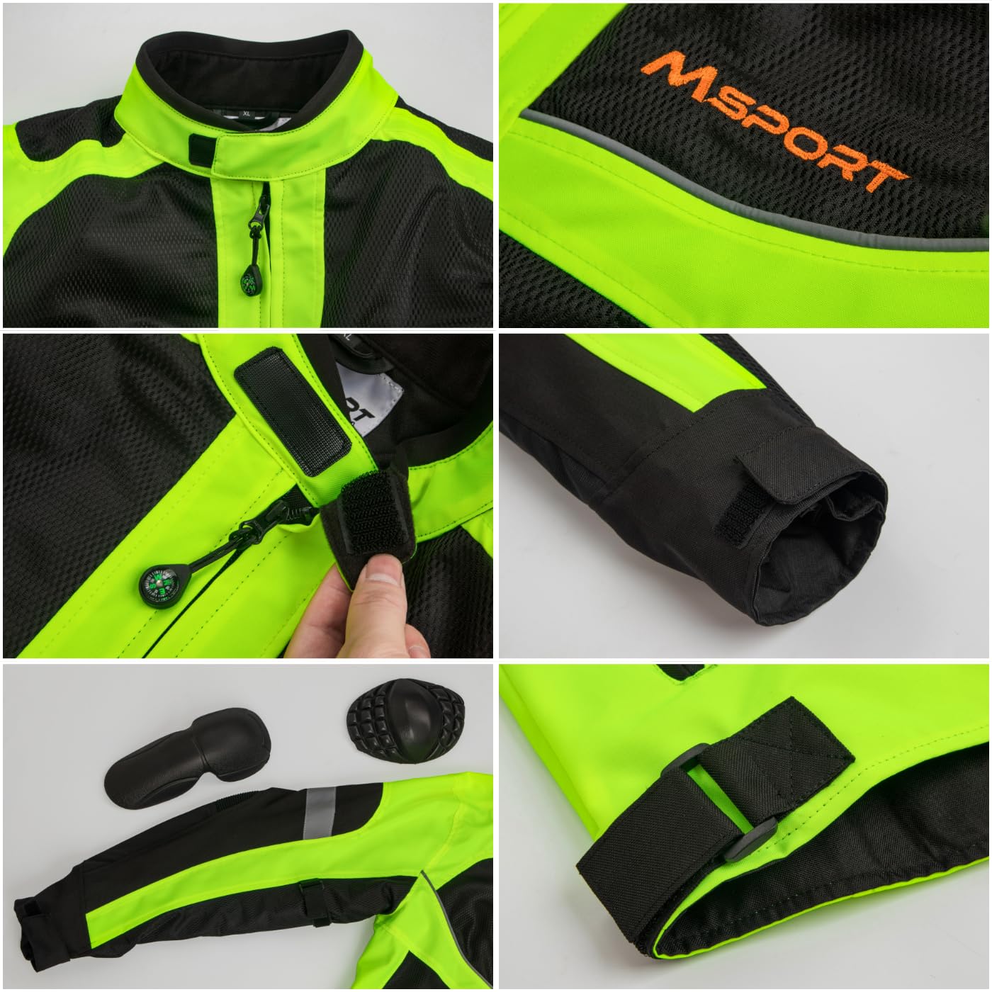Msport Giacca Moto 4 Stagioni Impermeabile – Giacca Antivento Riflettente ad Alta Visibilità con Protezioni