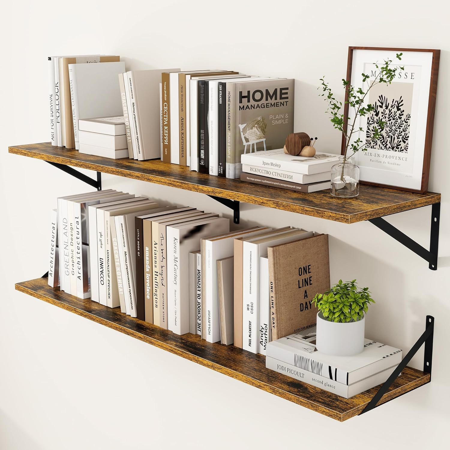 Heimlove Black Floating Shelves - Set of 2 -19