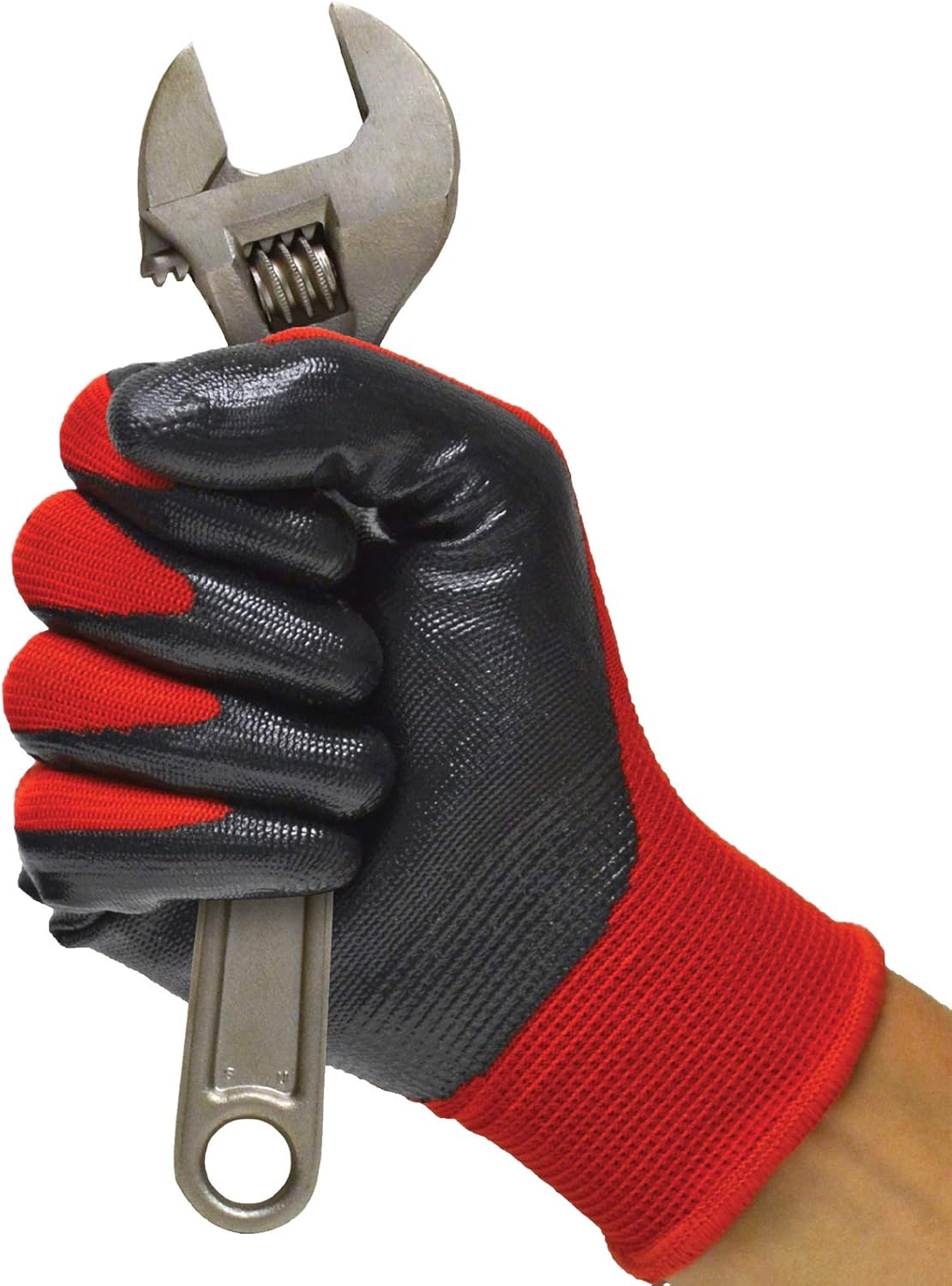 Grease Monkey General Purpose Nitrile Coated Work Gloves, Size Large, 12 Pack,Red