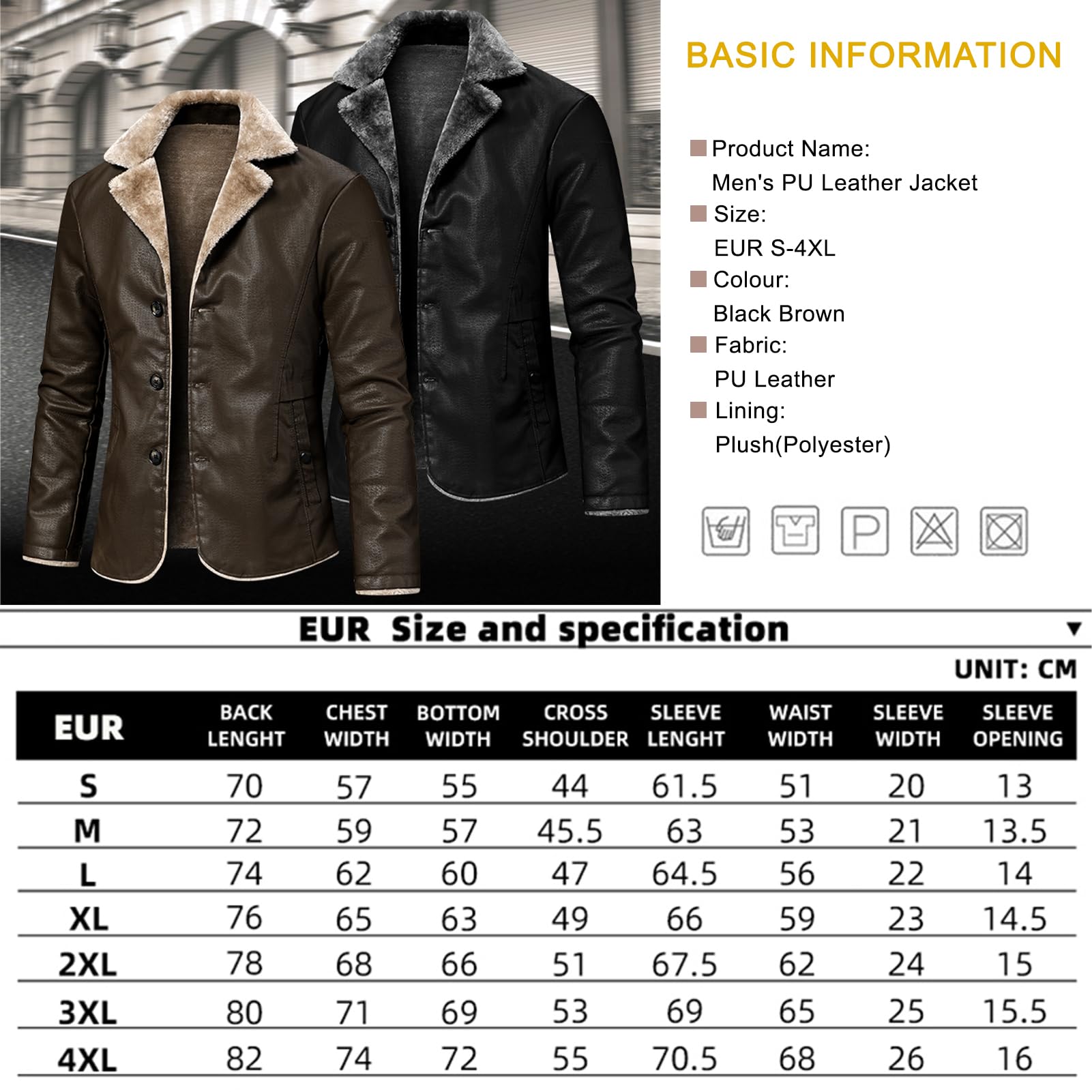 Chaqueta de Cuero Hombre, Chaqueta de Piloto para Hombre, Piel Sintética, Cuello de Piel, Otoño Invierno Espesar Cuero Chaqueta Corta Cuello Alto Abrigo de Pieles