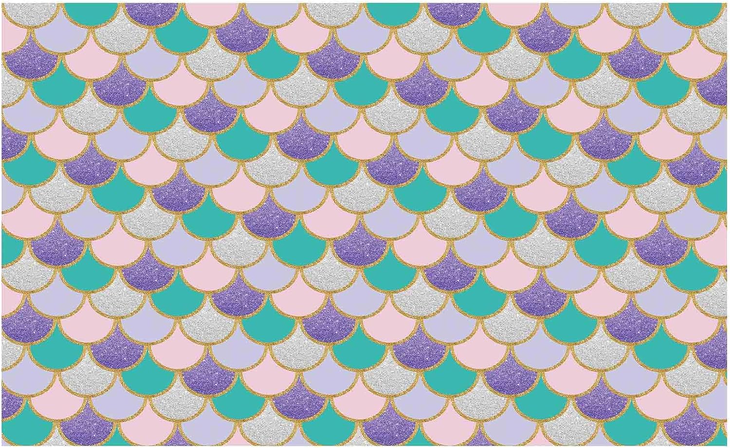 Allenjoy Photography Backdrop Party Princess Purple Pink Mermaid Scales Glare Glitter Birthday Decorations Banner Photo Studio Booth Background Newborn Baby Shower Supplies