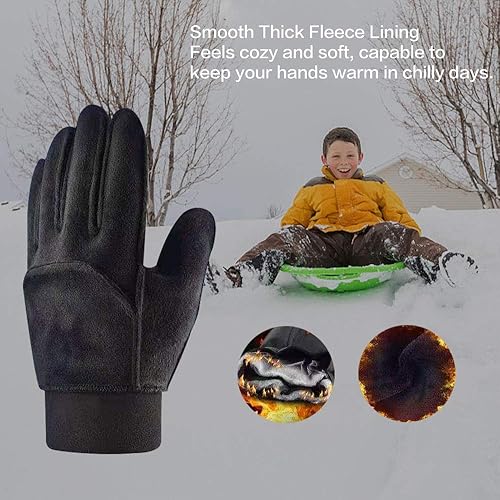 Miniatura 3 de Guantes de invierno para niños, repelentes al agua, pantalla táctil, forro polar cálido, antideslizantes, para niños, niñas y adolescentes de 3 a 15