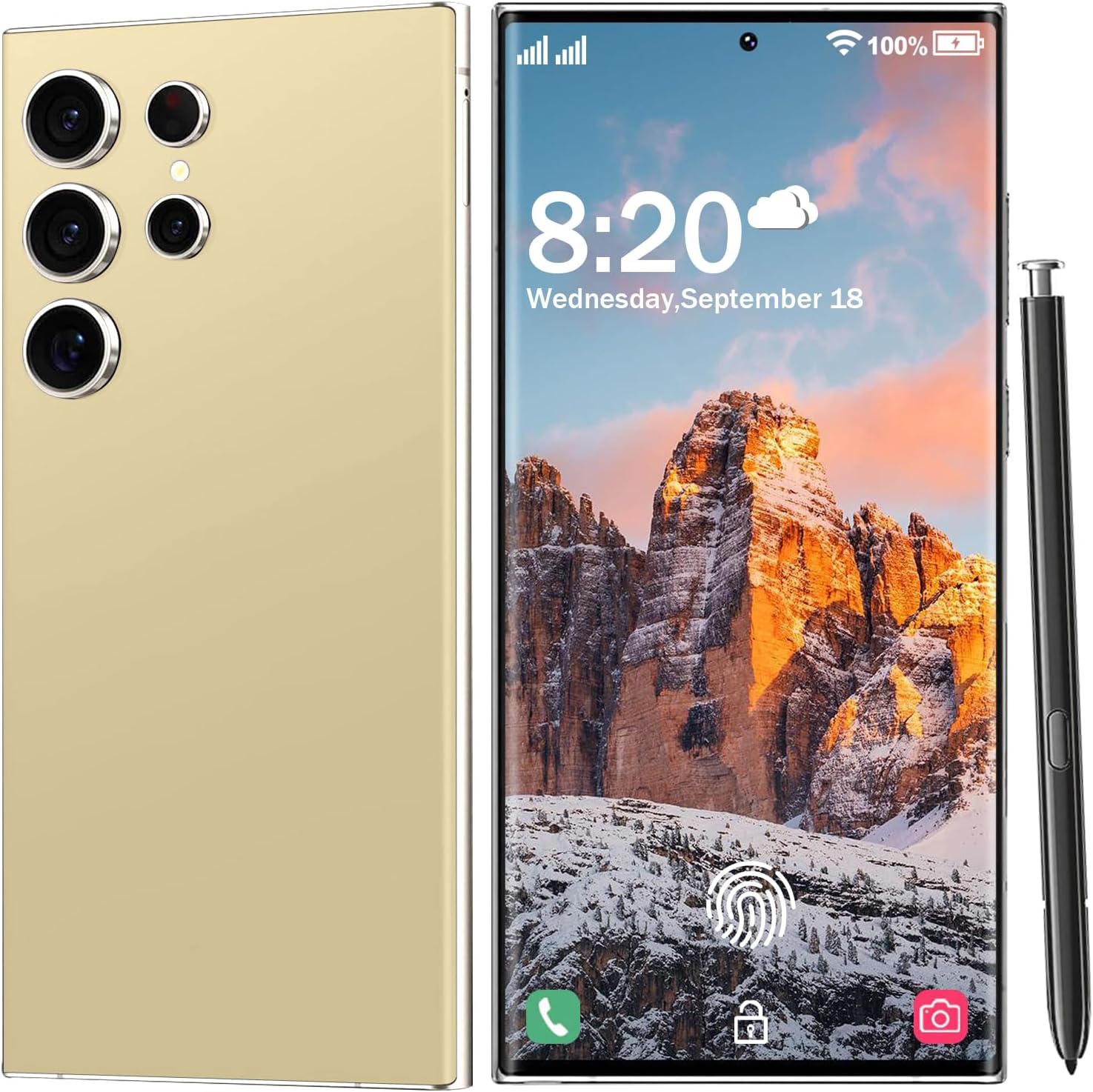 I25 Ultra 5G Unlocked Phones, 12+512GB Android13 Smartphone Battery 6800mAh 6.8" HD Screen Unlocked Cell Phone,48MP+108MP Camera/Built in Pen/Dual SIM/Fingerprint Lock/Face (Gold)