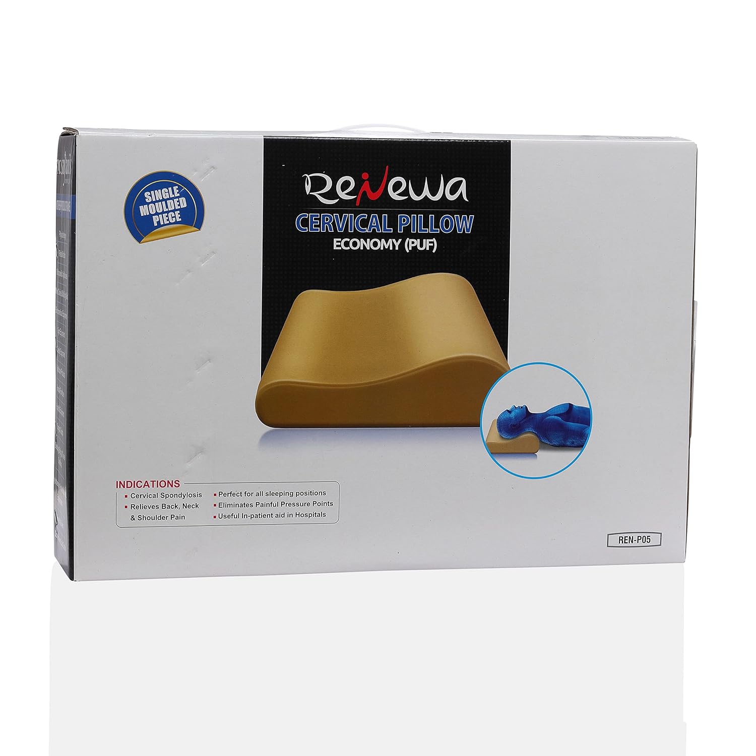 Renewa Cervical Pillow with Cover Orthopedic Contoured Cervical Pillow