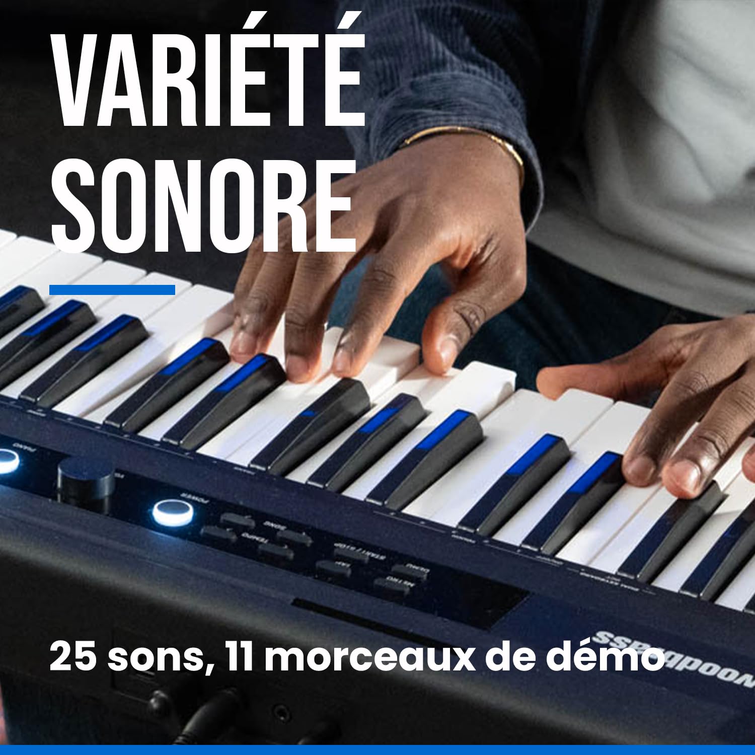 Woodbrass XPL1 Piano numérique portable amplifié 88 notes - Léger, compact et polyvalent - 25 sons de qualité et amplification stéréo - Clavier pour apprendre, se perfectionner ou jouer sur scène