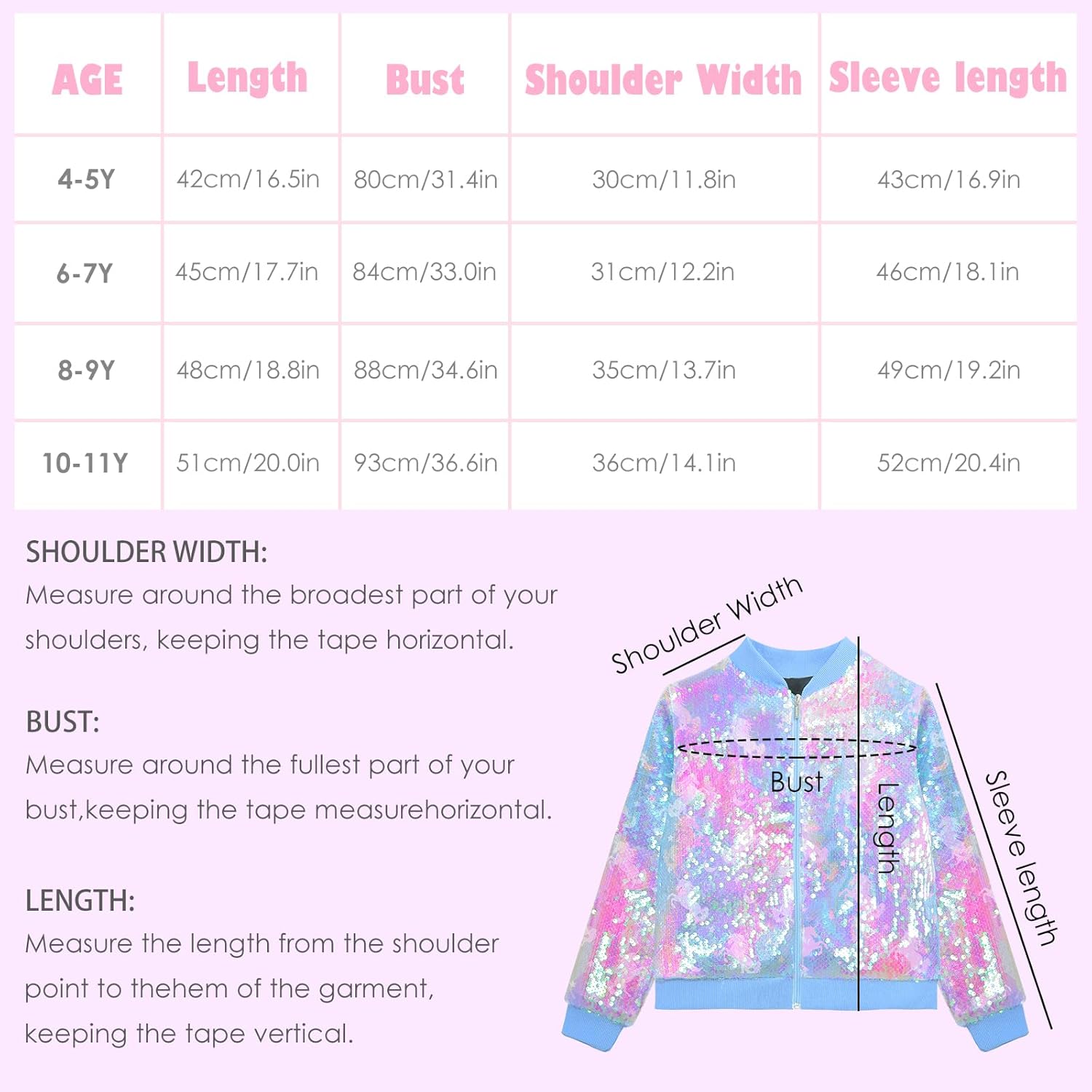 OlyPegic Girls Sequin Jacket Sparkly Glitter Bomber Kids Outwear with Pockets Zipper Coat Long Sleeve Jackets 4-12T - Image 7