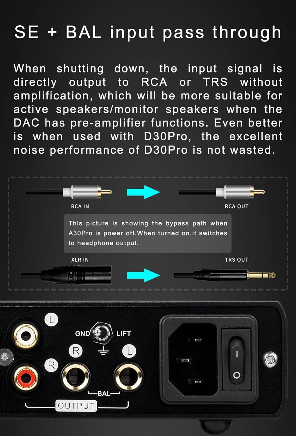 Diagram illustrating SE and BAL input pass-through functionality