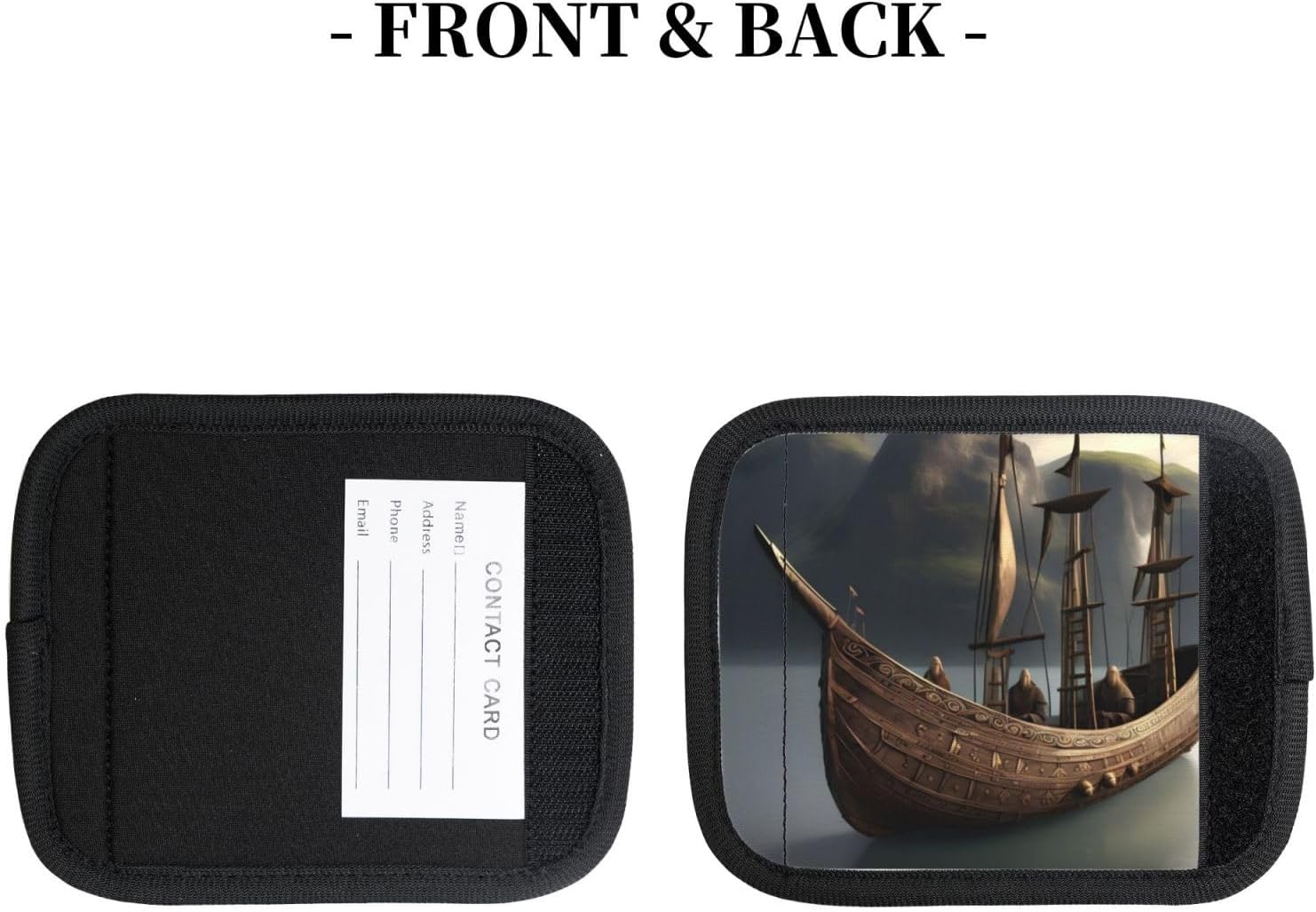 Nordic Pirate Ship Print Luggage Handle Wrap for Suitcase/Carry On/Backpacks-Neoprene Handle Wrap Cover 2pcs