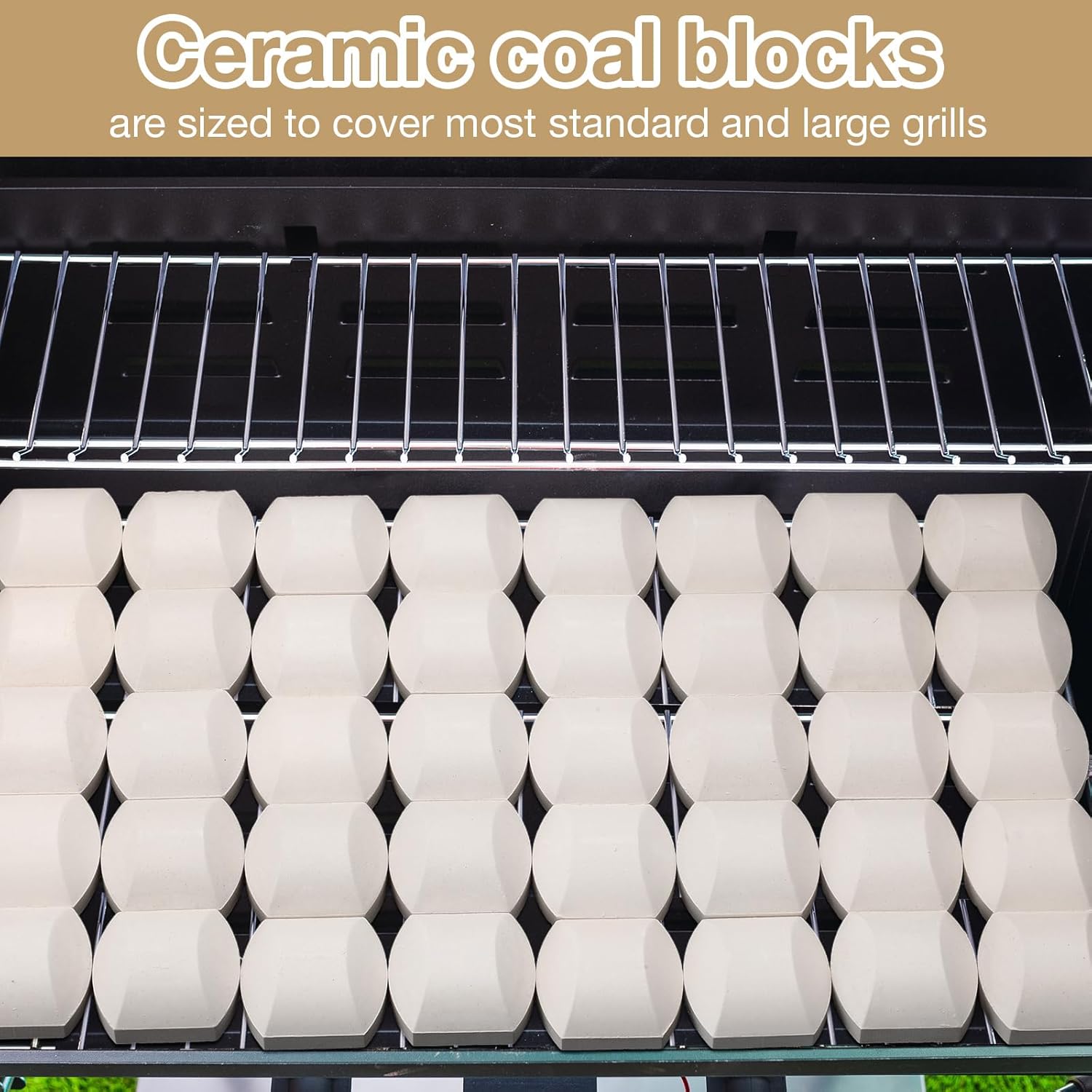 Baquler 100 Pcs Ceramic Briquettes for Gas Grill, Ceramic Briquettes Grill Bricks Replacement for Lava Rocks, Barbecue Briquettes Gas Grill Briquettes for BBQ Gas Grill