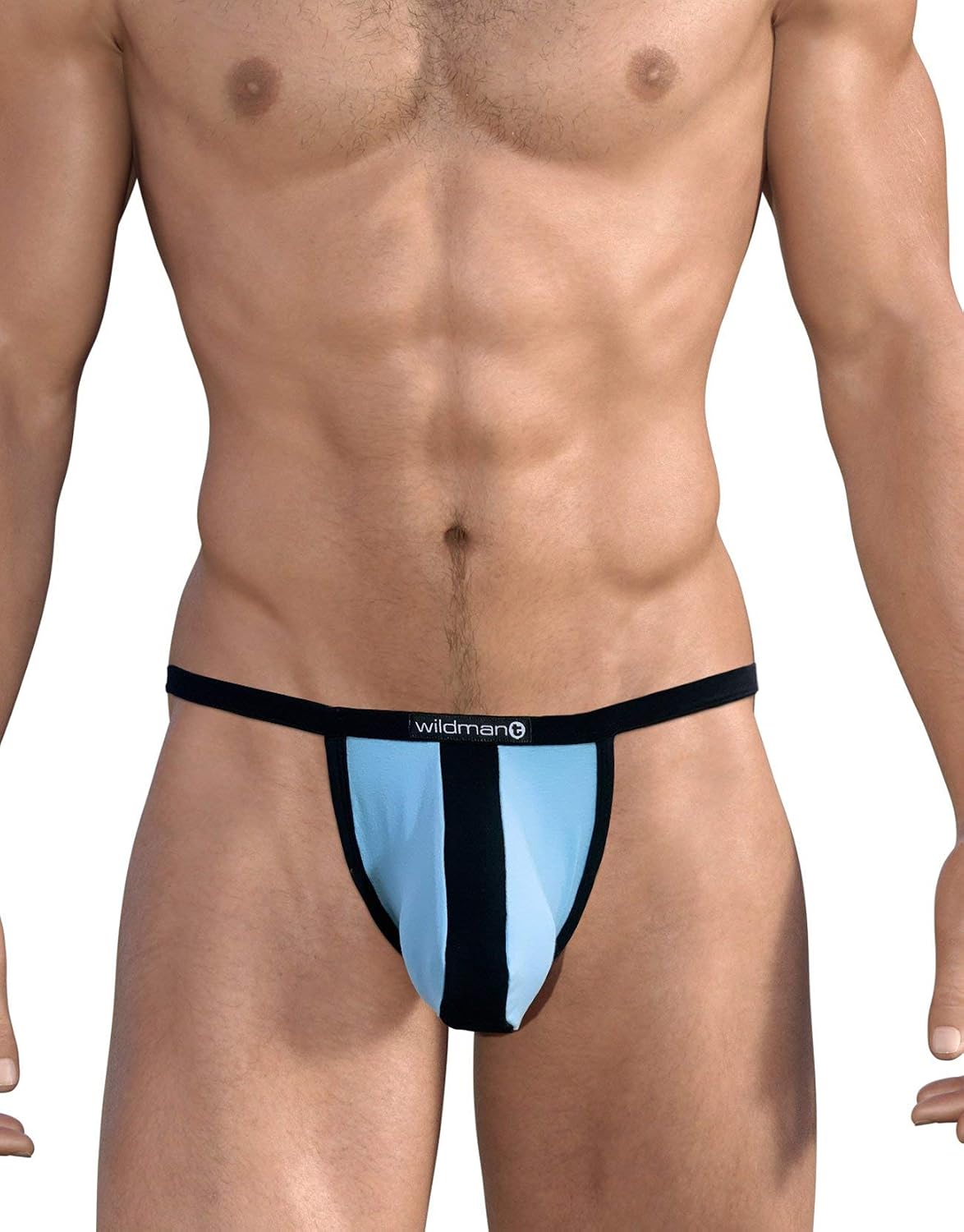 Wildmant Cotton Micro Thong with Big Boy Pouch Light Blue/Black