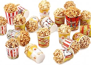 12PCS Miniature Popcorn Cups, Fake Popcorn Resin Decor, Realistic Dollhouse Food Accessories, Mini Popcorn for Dollhouse Kitchen, Movie Theater Snack Ornaments, Miniature Scene Props
